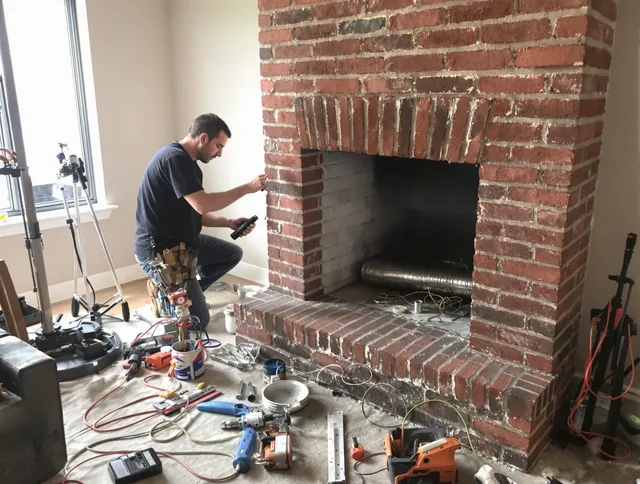 Brecksville Chimney Sweep specialist finalizing chimney liner service in Brecksville, OH