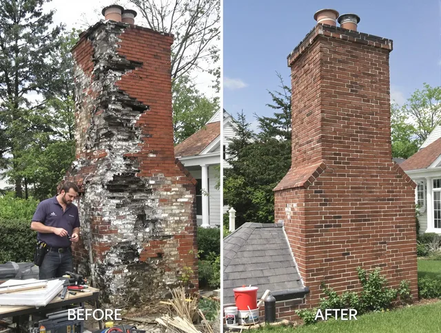 Brecksville Chimney Sweep performing a full chimney restoration in Brecksville, OH