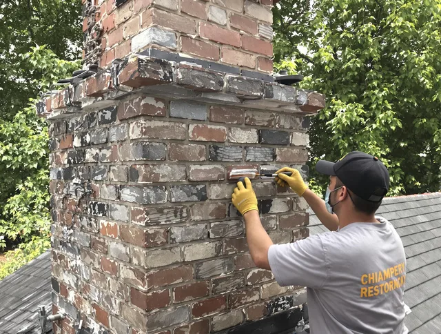 In-progress chimney restoration by Brecksville Chimney Sweep in Brecksville, OH