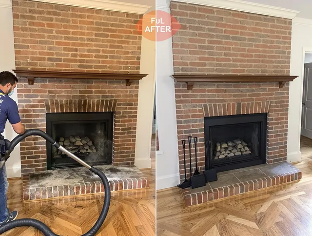 Brecksville Chimney Sweep carefully sanitizing a fireplace in Brecksville, OH