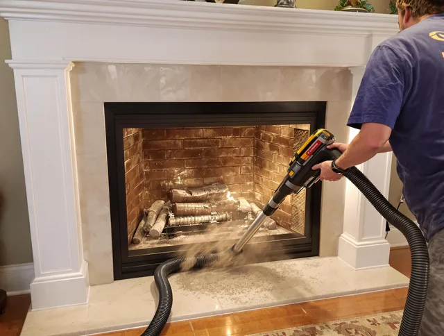 Fireplace cleaning performed by Brecksville Chimney Sweep in Brecksville, OH