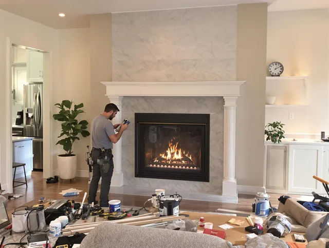 Newly installed fireplace by Brecksville Chimney Sweep in Brecksville, OH